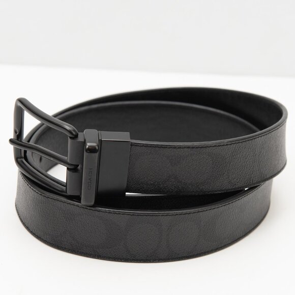 Coach Reversible Belt Leather Signature C Black 42" - Picture 1 of 6